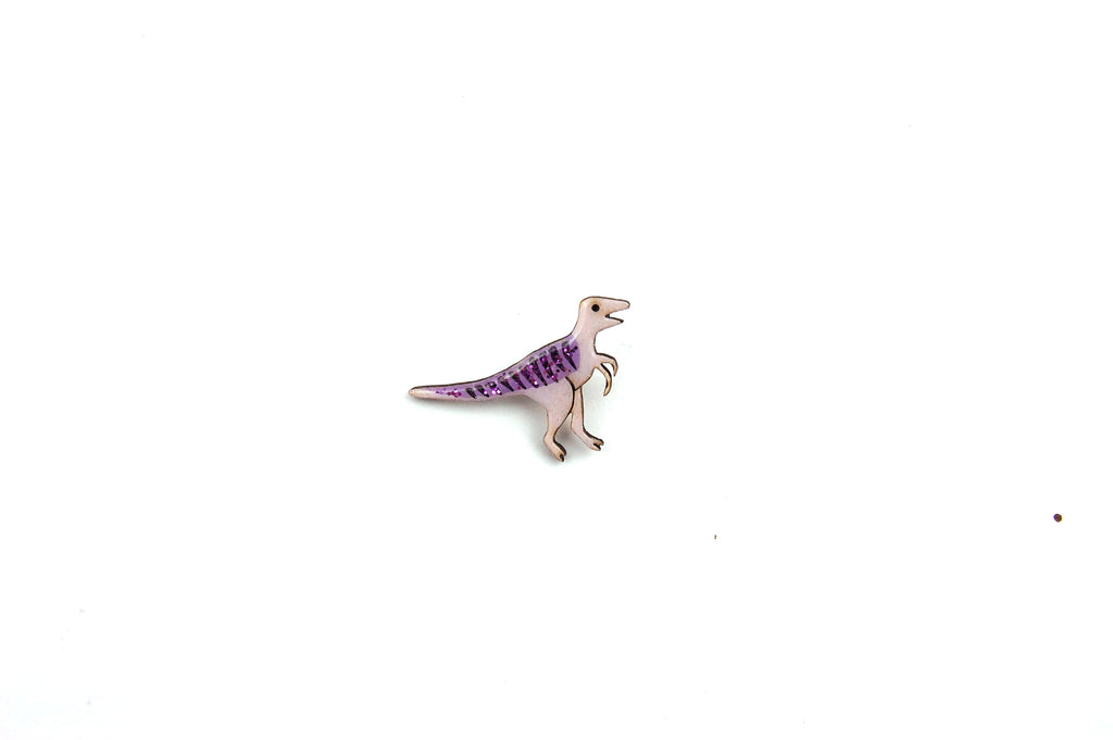Velociraptor Pin Badge - Pastel Purple and Dark Purple