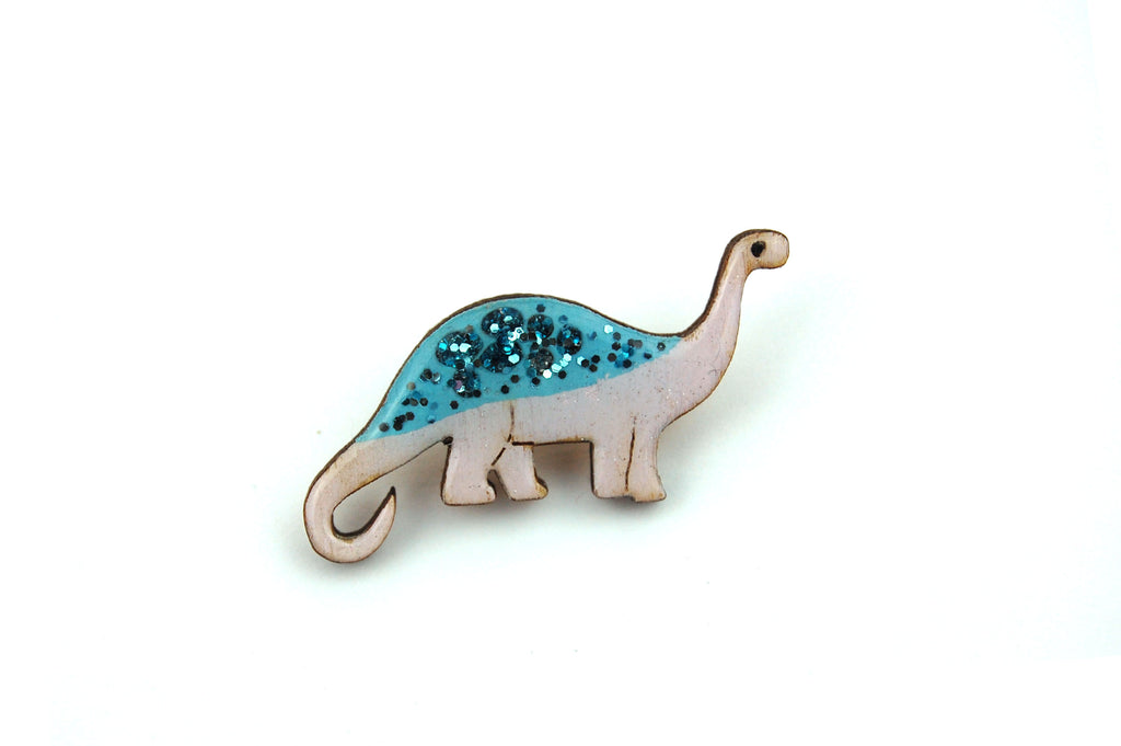 Diplodocus Pin Badge - Pastel Purple and Blue