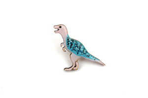 Tyrannosaurus Rex T Rex Dinosaur Pin Badge - Pastel Purple and Blue