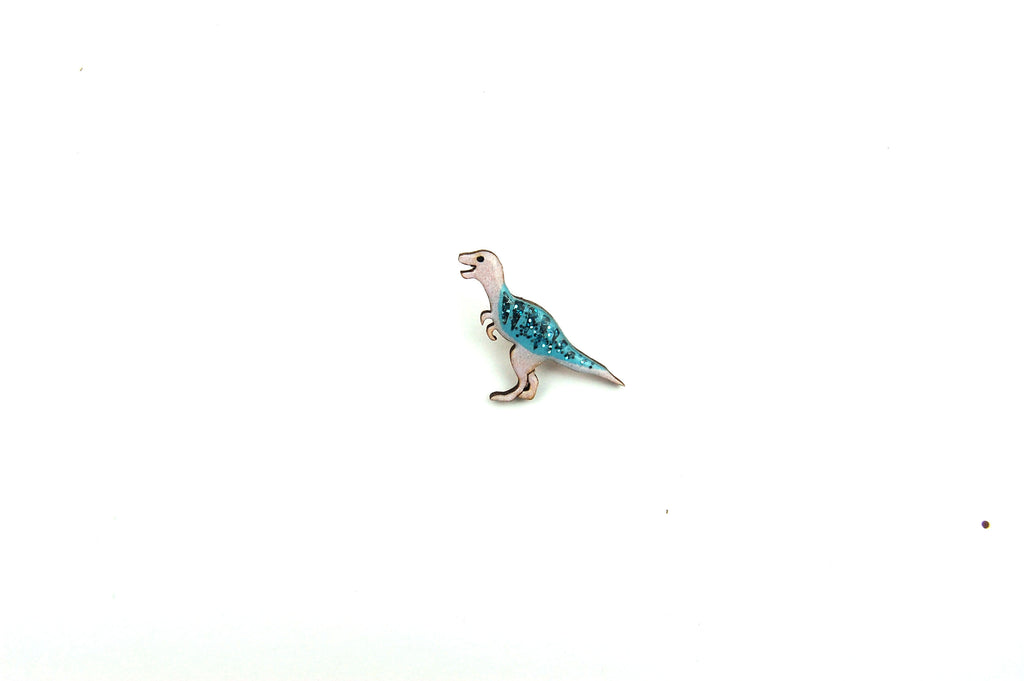 Tyrannosaurus Rex T Rex Dinosaur Pin Badge - Pastel Purple and Blue