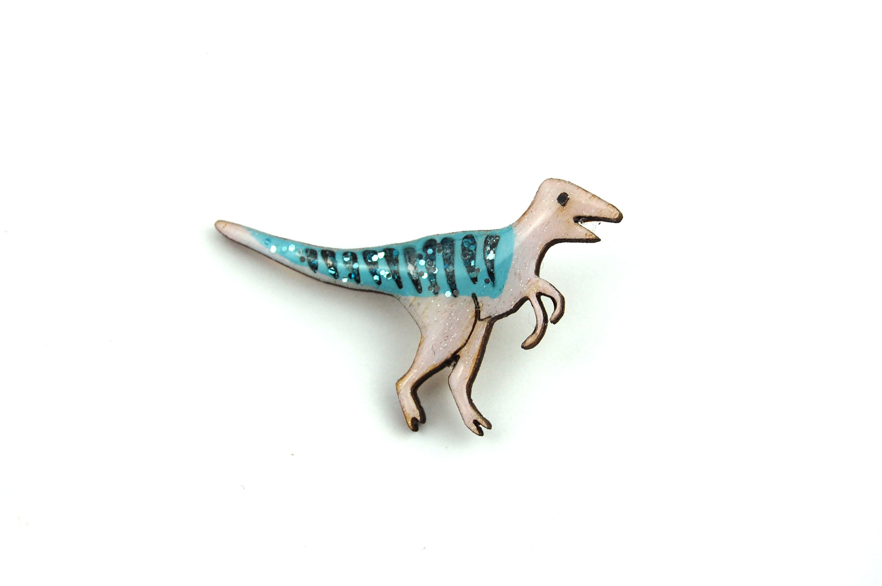 Pastel Purple and Blue Velociraptor Pin Badge