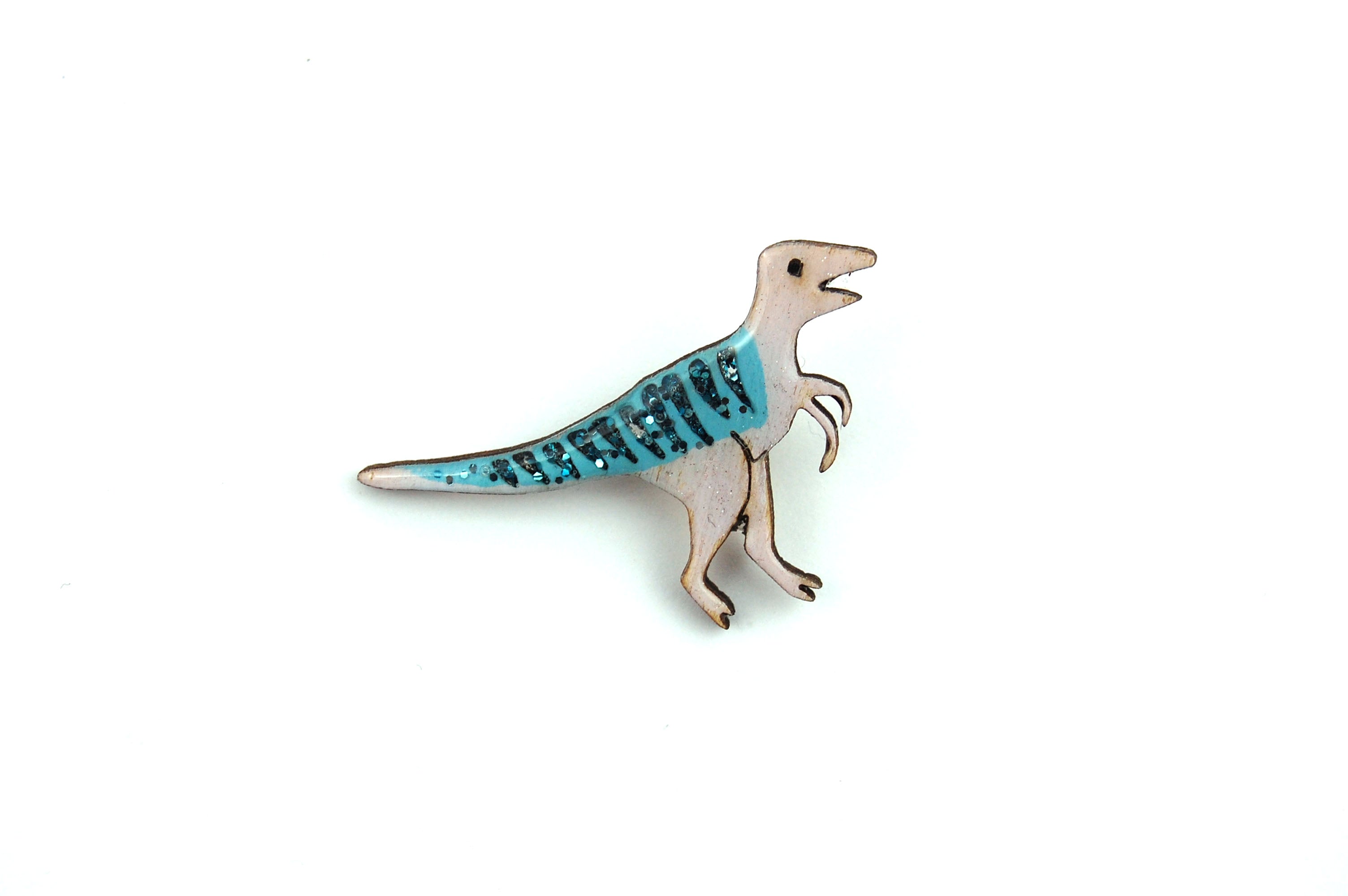 Pastel Purple and Blue Velociraptor Pin Badge