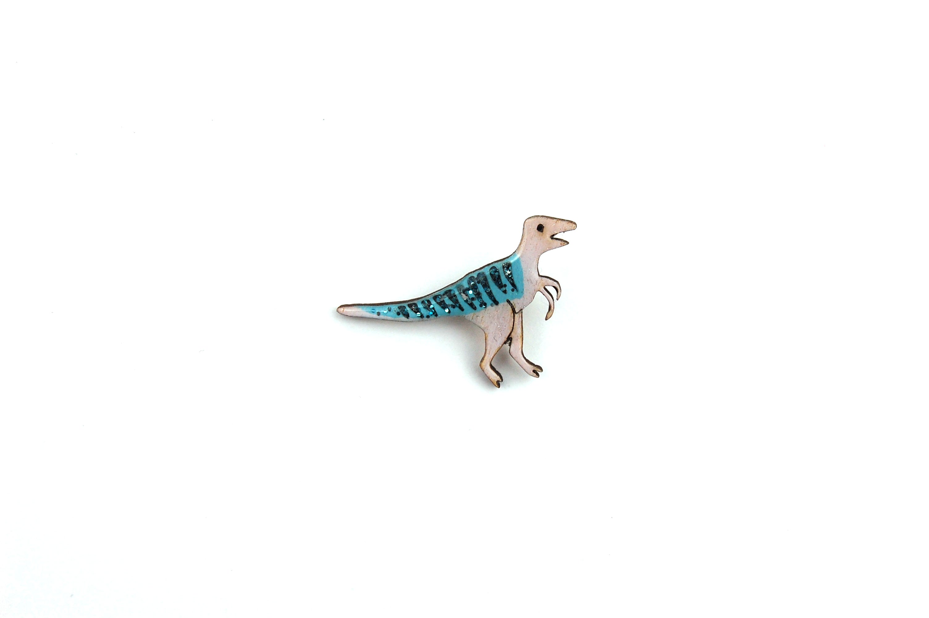 Pastel Purple and Blue Velociraptor Pin Badge
