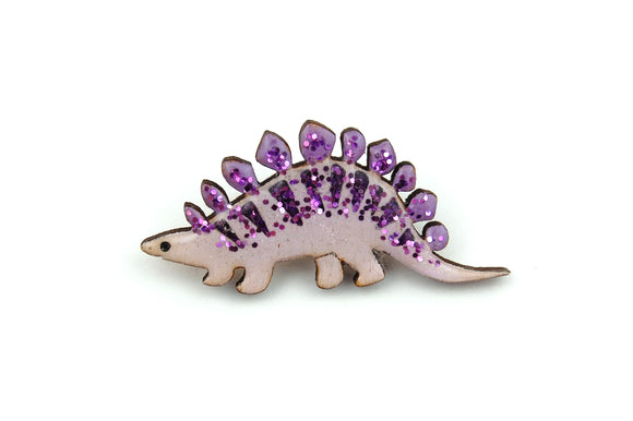 Stegosaurus Pin Badge - Pastel Purple and Dark Purple