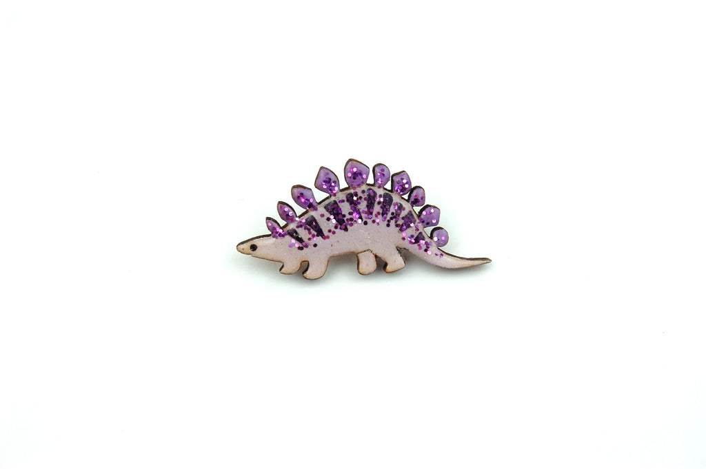 Stegosaurus Pin Badge - Pastel Purple and Dark Purple