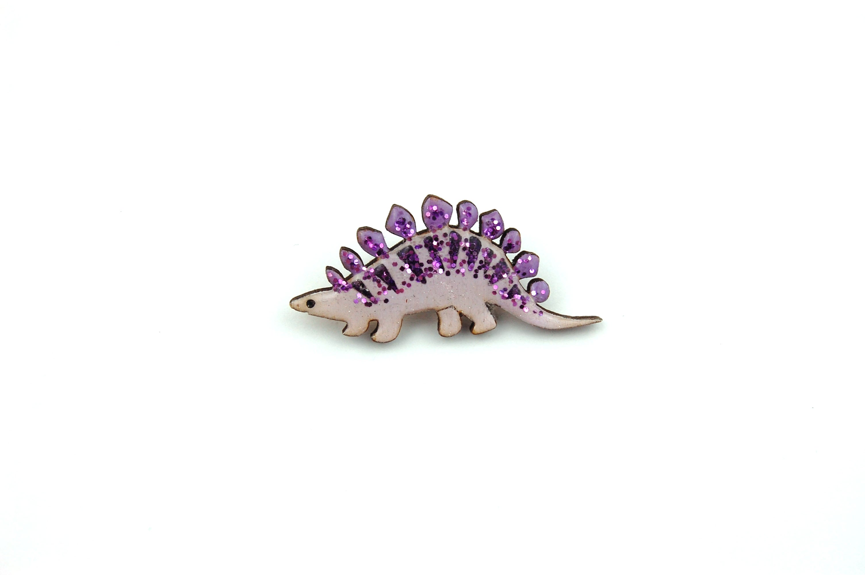 Stegosaurus Pin Badge - Pastel Purple and Dark Purple