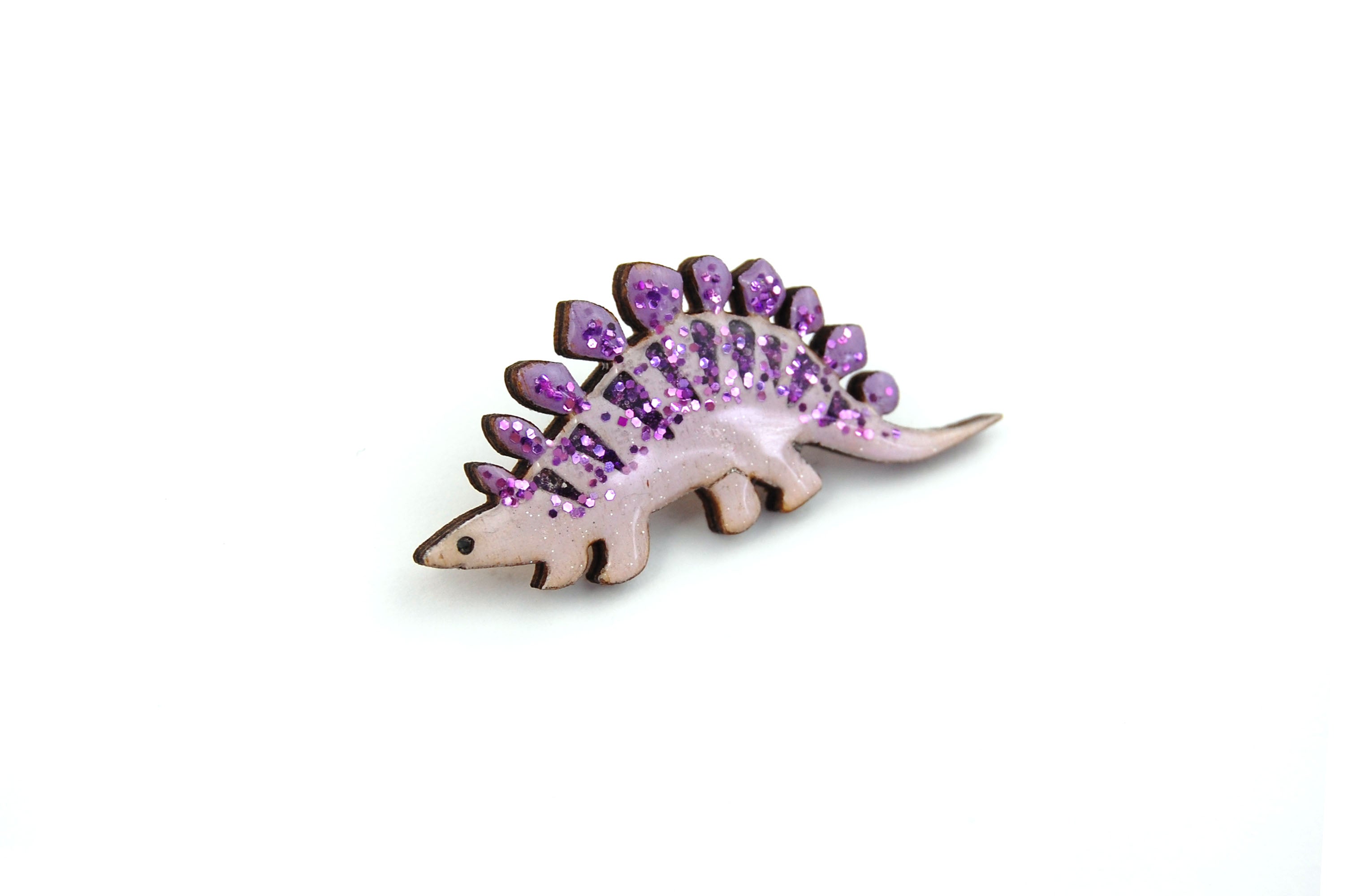Stegosaurus Pin Badge - Pastel Purple and Dark Purple