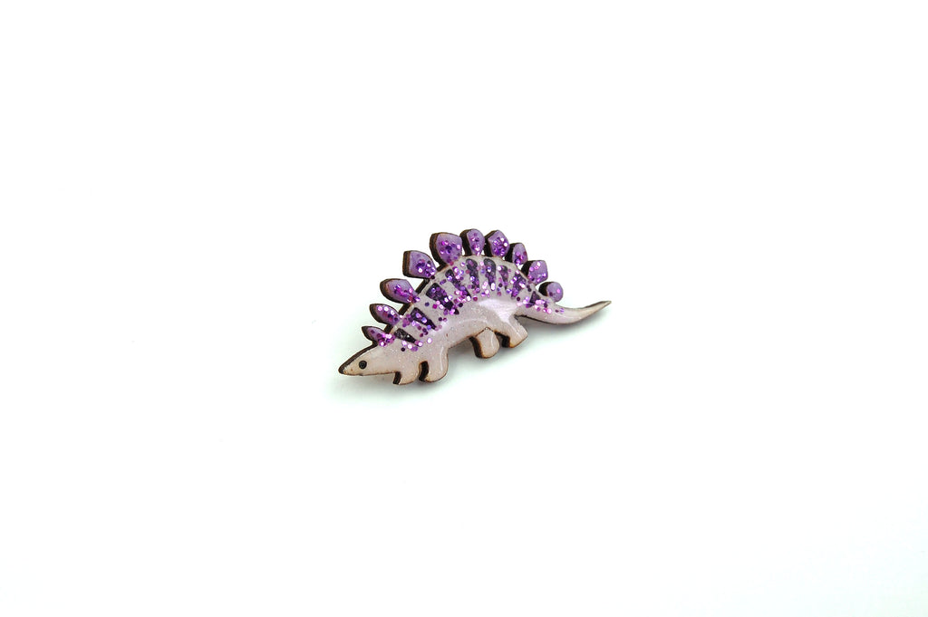 Stegosaurus Pin Badge - Pastel Purple and Dark Purple