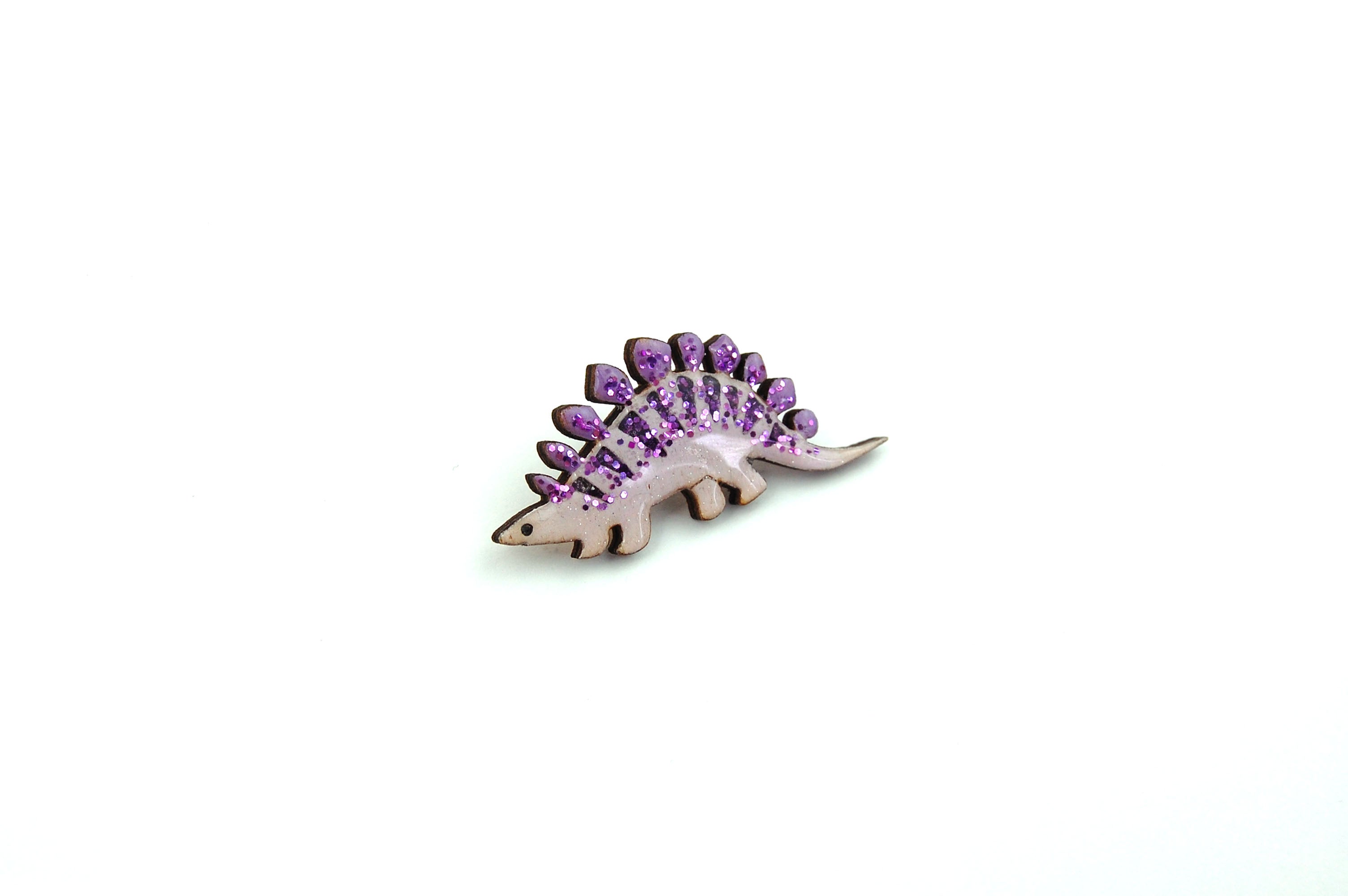 Stegosaurus Pin Badge - Pastel Purple and Dark Purple