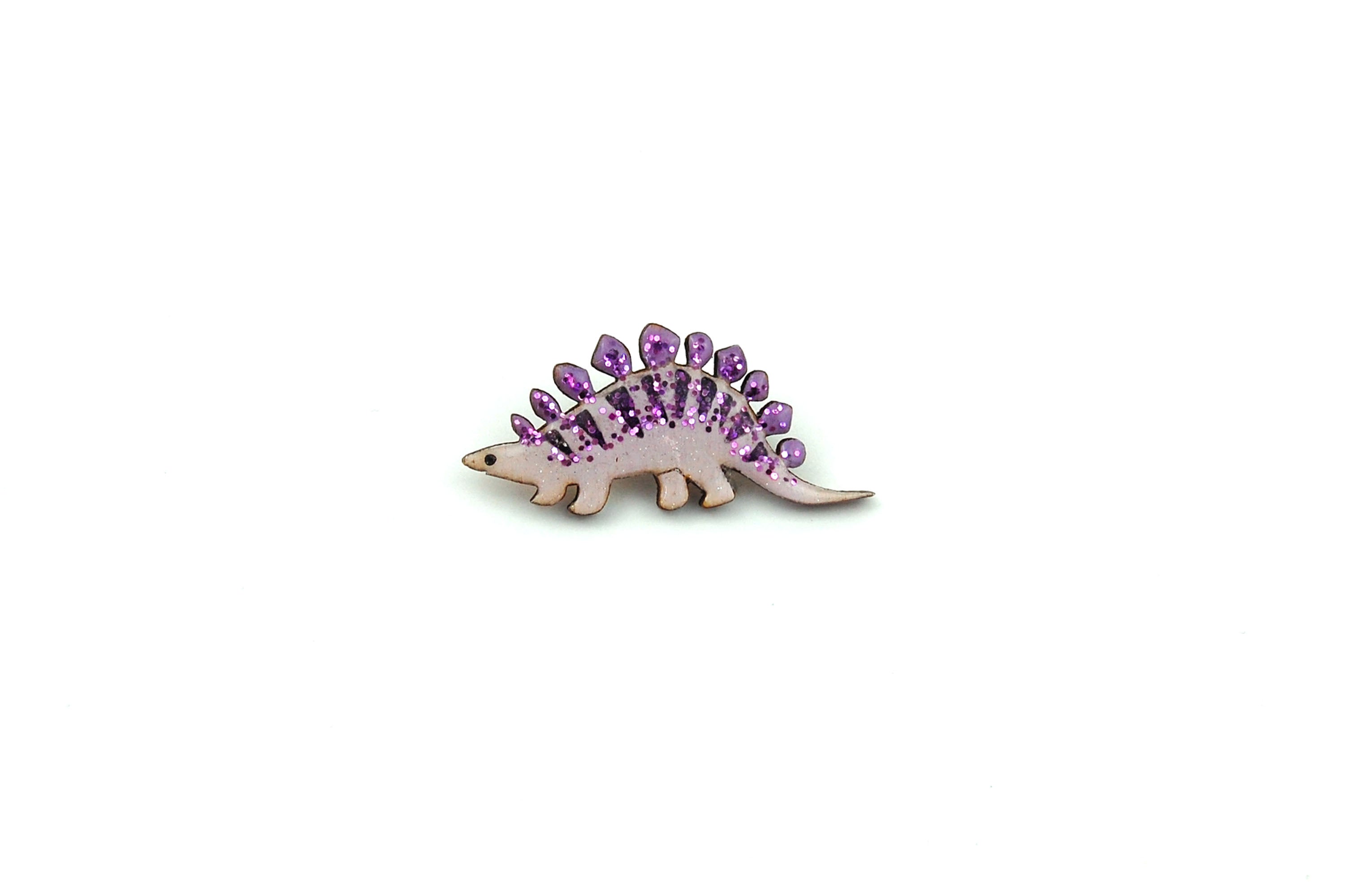 Stegosaurus Pin Badge - Pastel Purple and Dark Purple