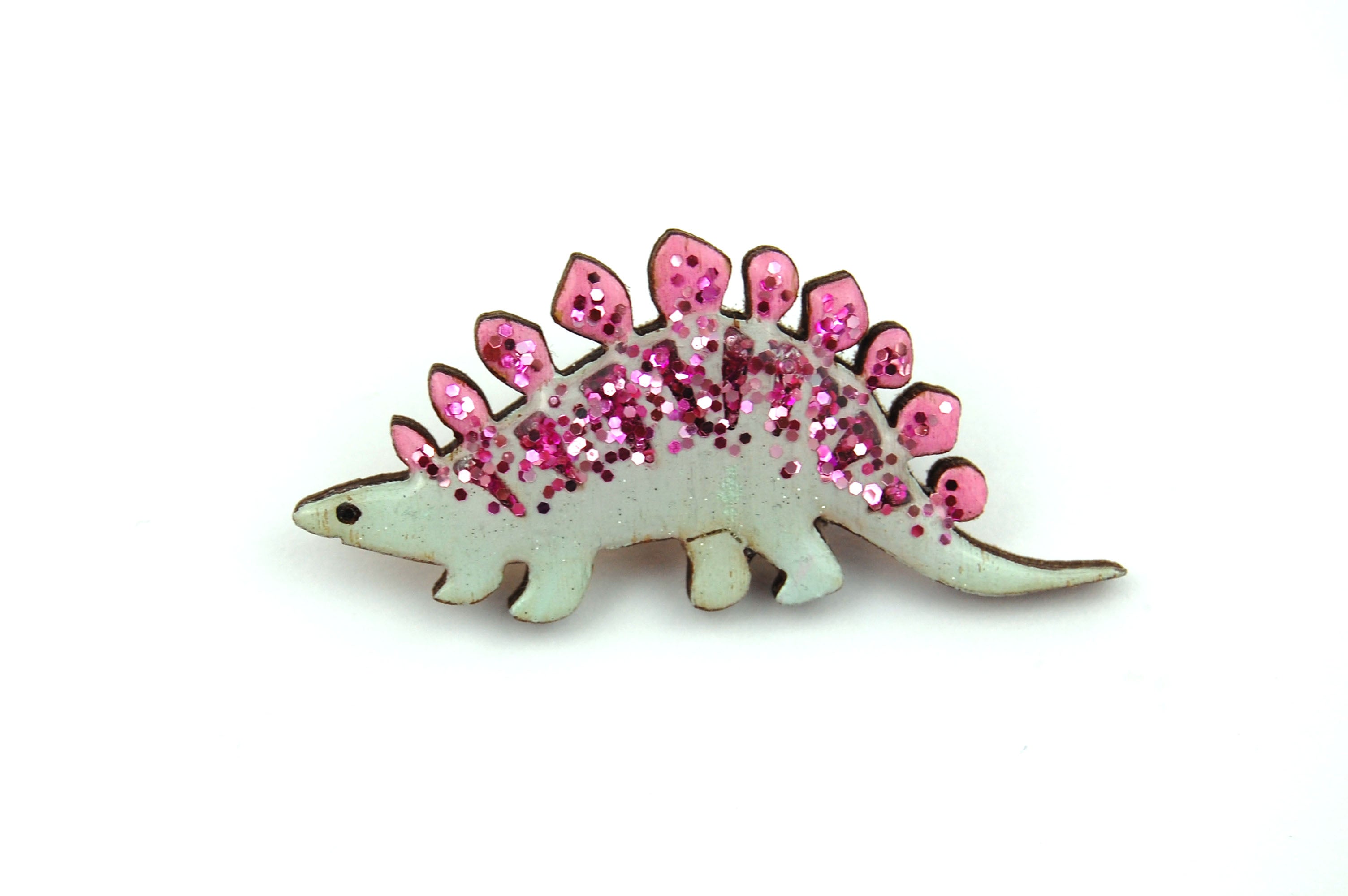 Stegosaurus Pin Badge - Pink & Green