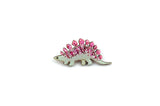 Stegosaurus Pin Badge - Pink & Green