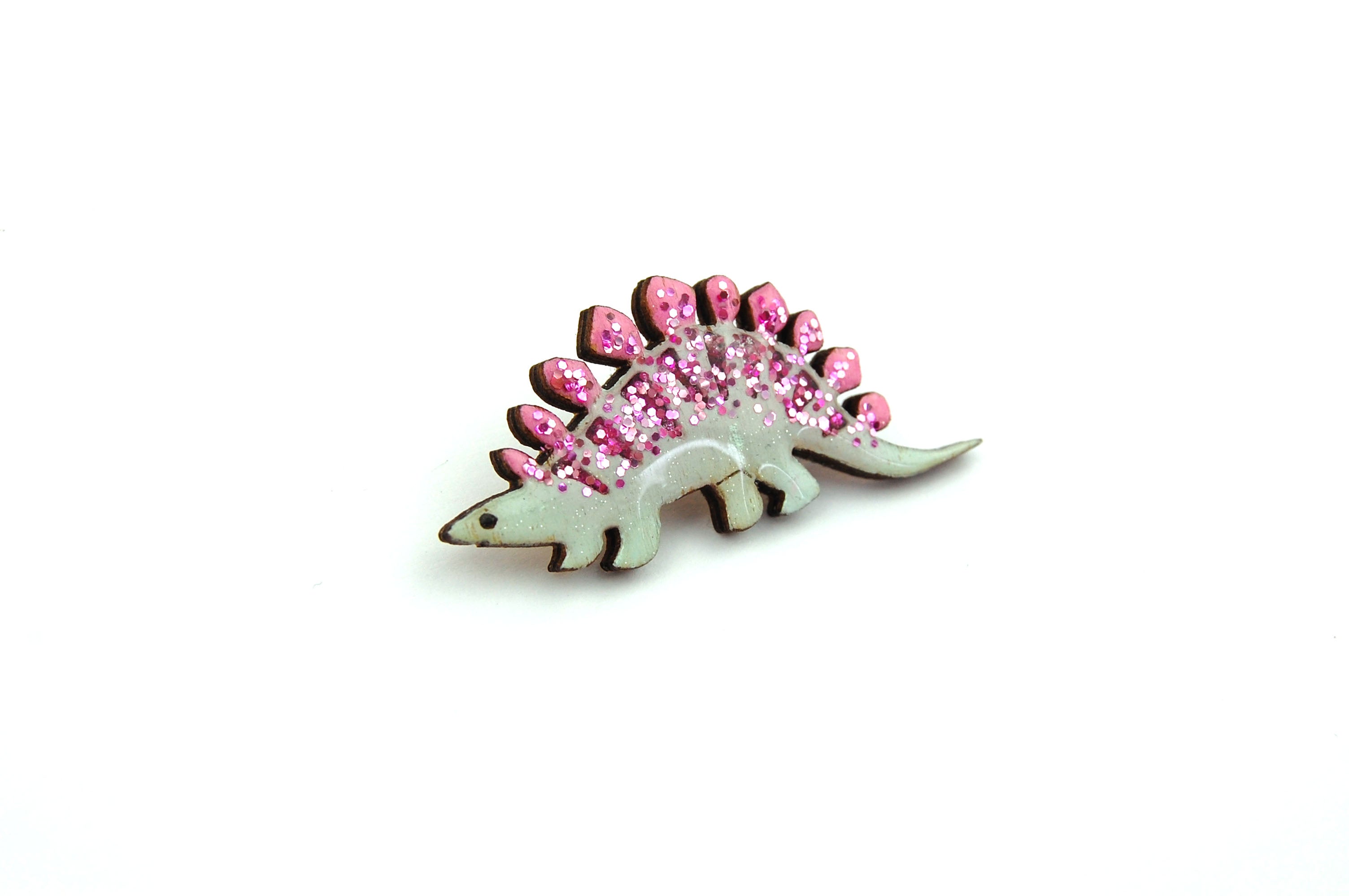 Stegosaurus Pin Badge - Pink & Green