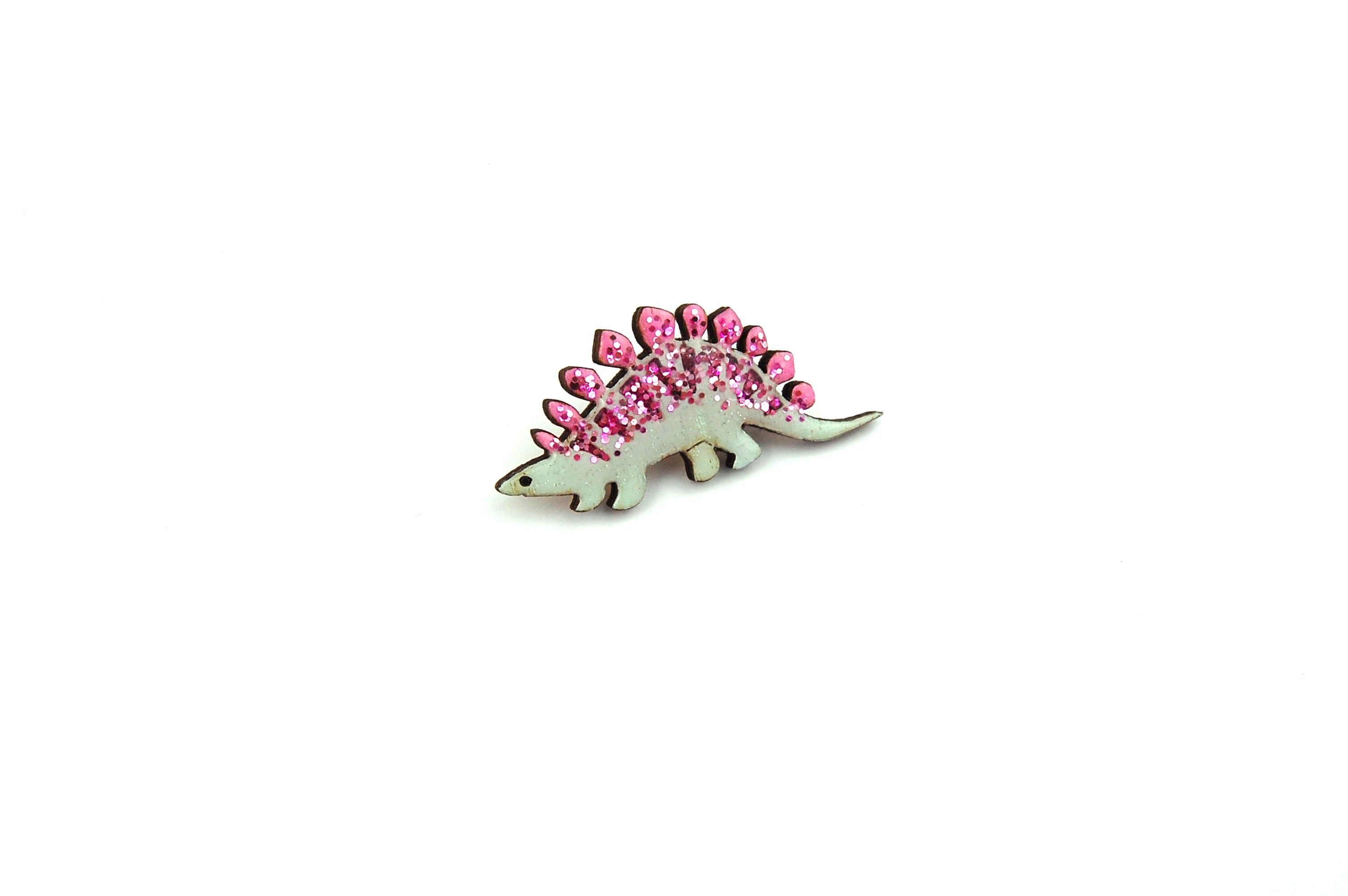 Stegosaurus Pin Badge - Pink & Green
