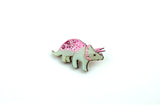 Triceratops Pin Badge - Pastel Green & Pink