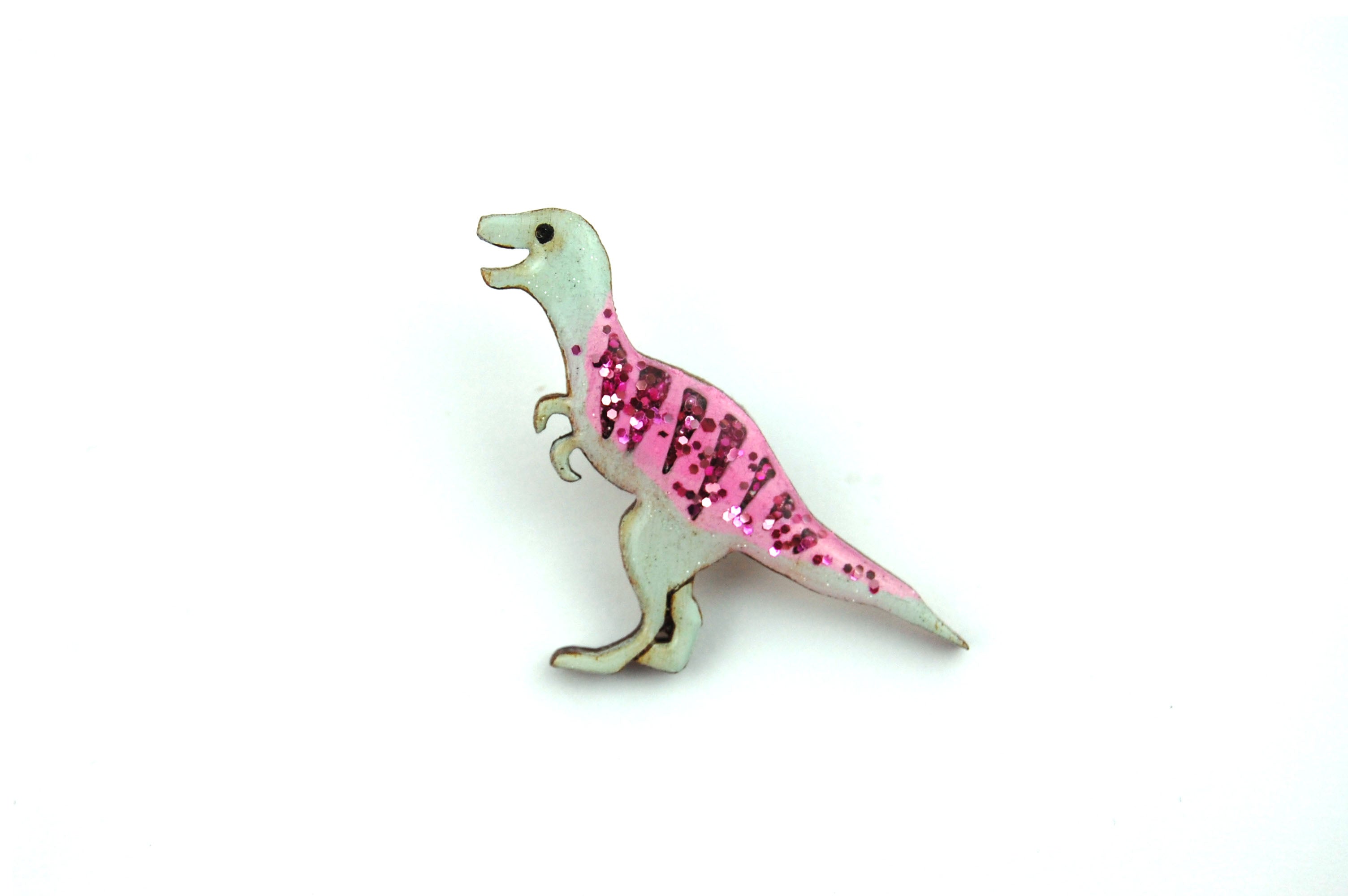 Tyrannosaurus T-Rex Pin Badge - Pastel Pink & Green