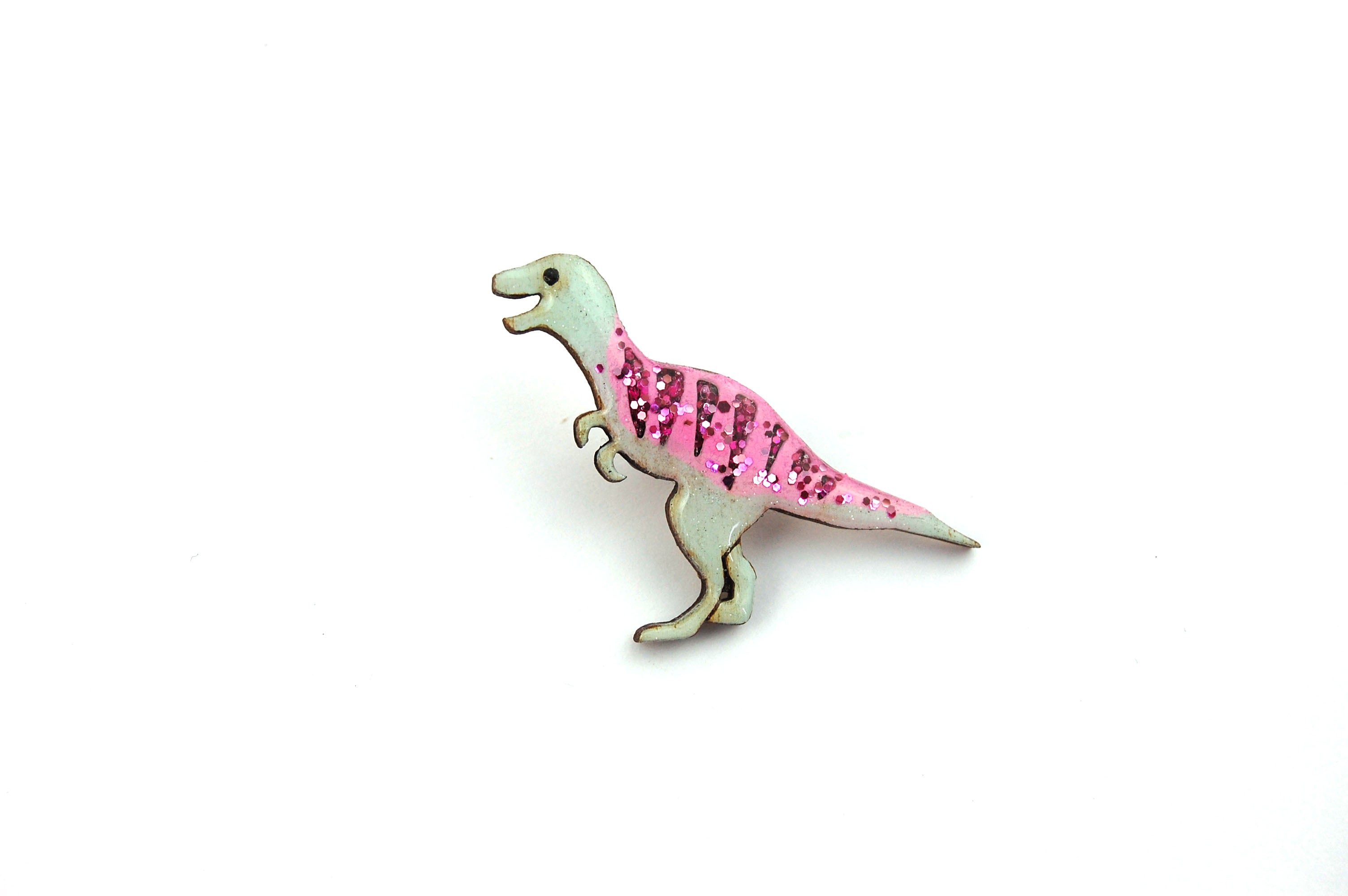 Tyrannosaurus T-Rex Pin Badge - Pastel Pink & Green