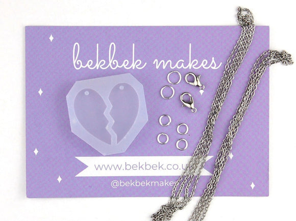 Best Friends Heart Necklace Reusable Silicone Mould