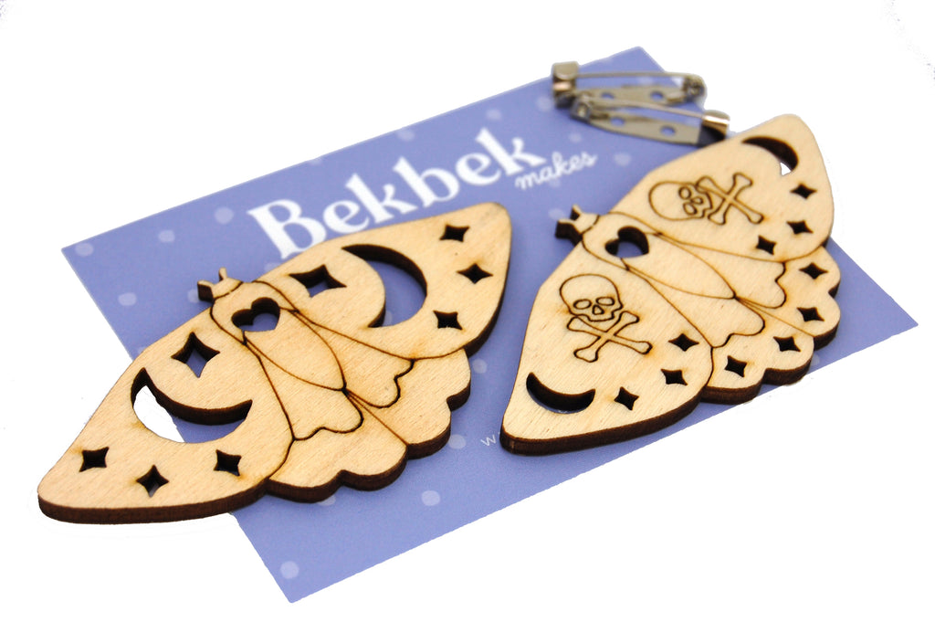 Moth Wooden Brooch shapes x 2