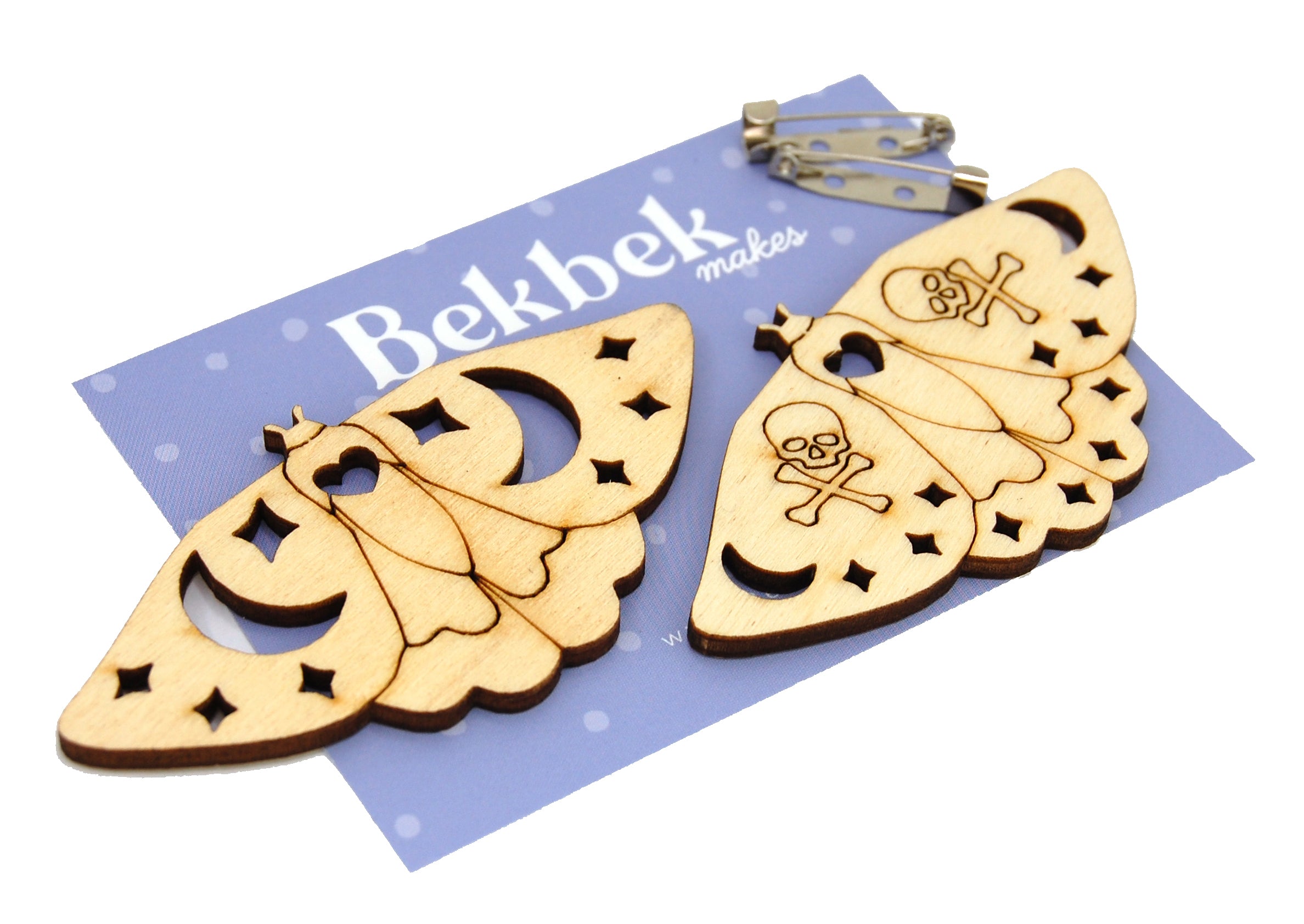 Moth Wooden Brooch shapes x 2