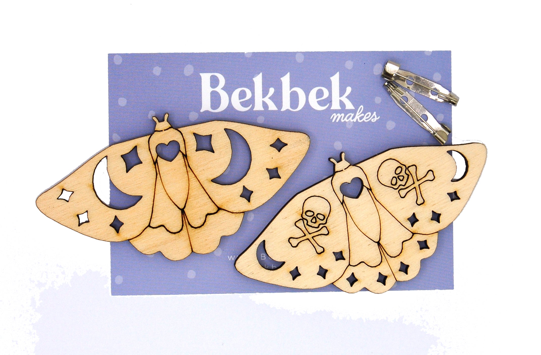 Moth Wooden Brooch shapes x 2