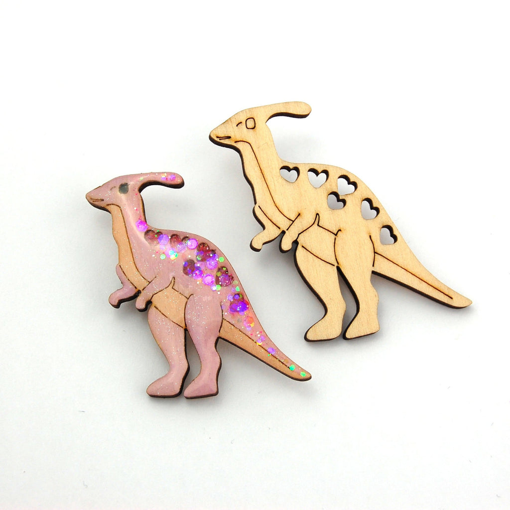Dinosaur Wooden Shapes - 2 x Parasaurolophus