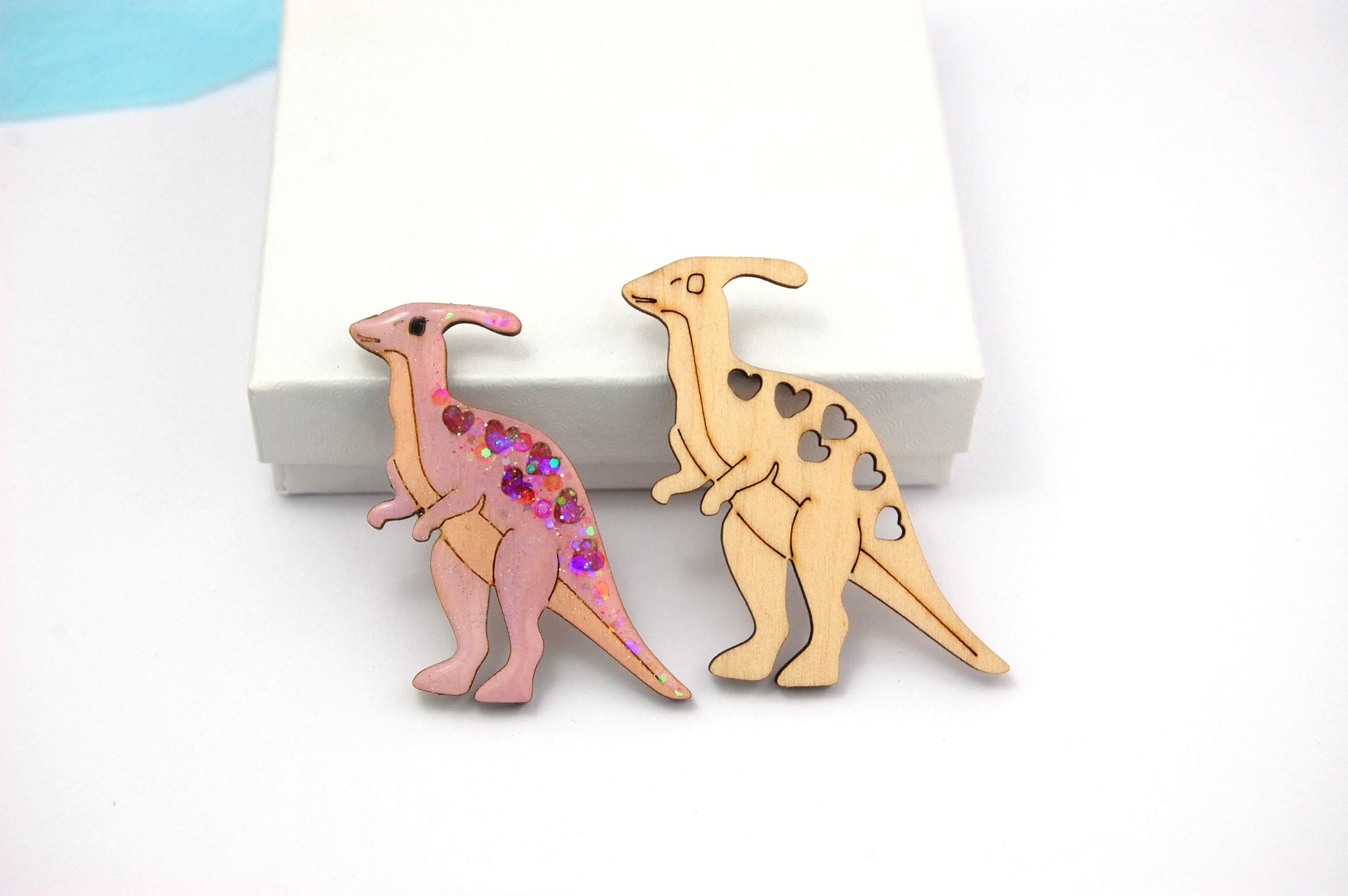 Dinosaur Wooden Shapes - 2 x Parasaurolophus