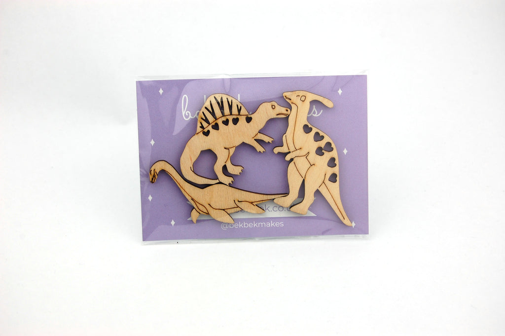 Dinosaur Wooden Shapes - 3 Dinosaurs