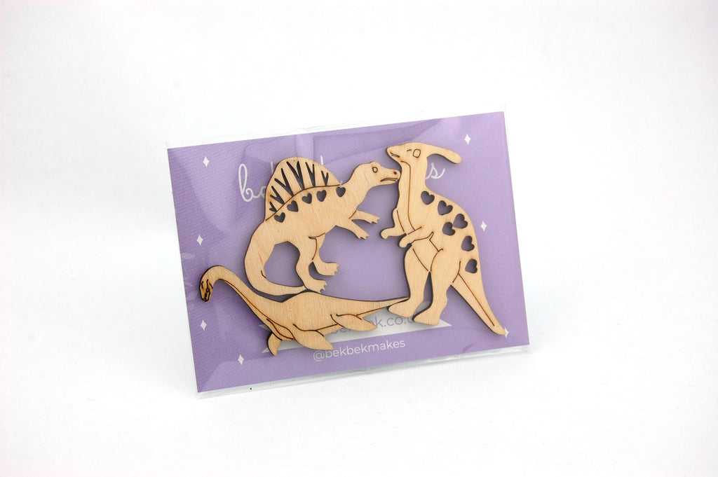 Dinosaur Wooden Shapes - 3 Dinosaurs