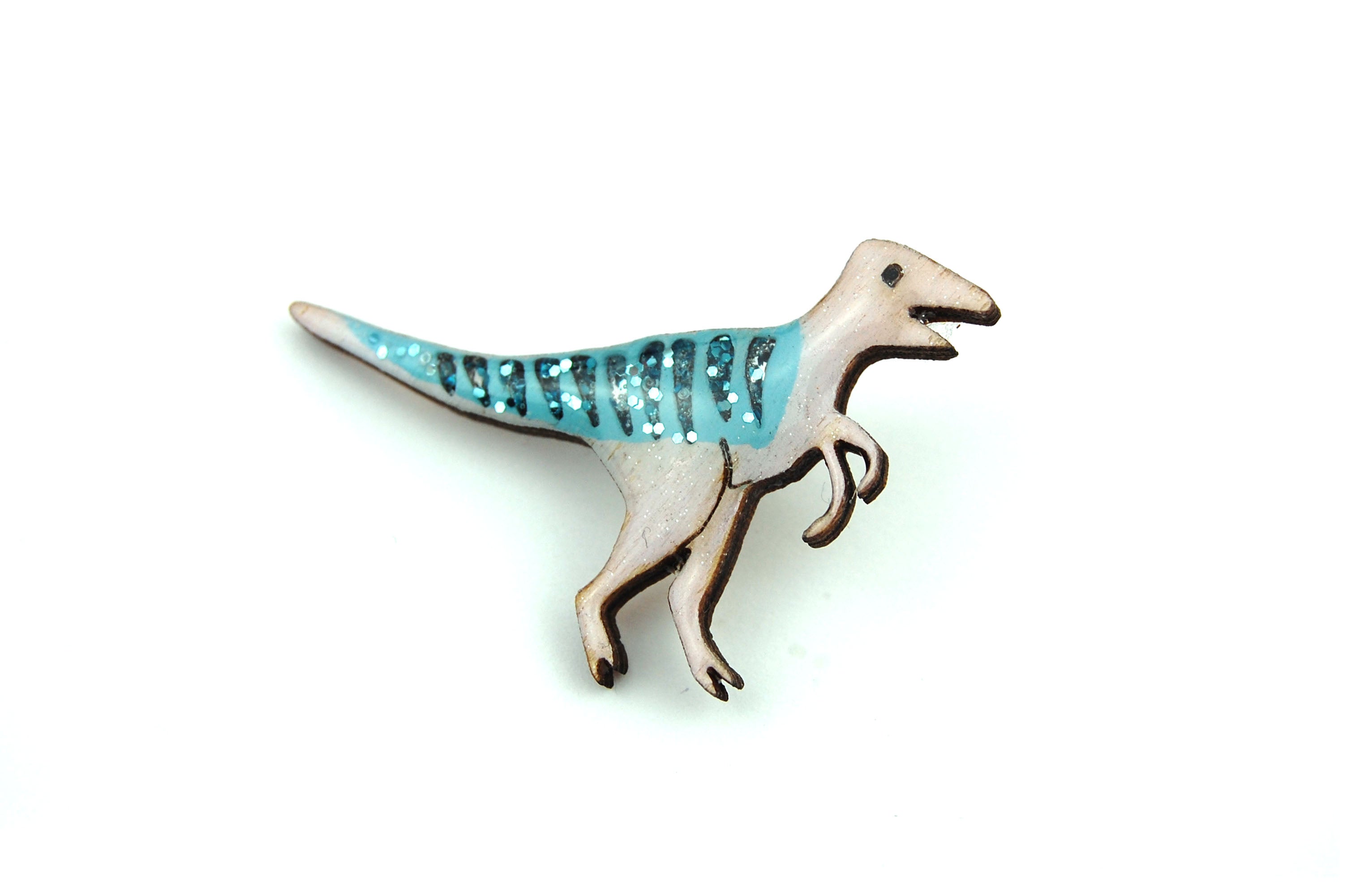 Pastel Purple and Blue Velociraptor Pin Badge