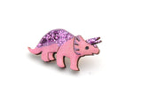 Triceratops Pin Badge Pink & Purple