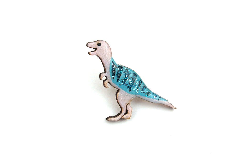 Tyrannosaurus Rex T Rex Dinosaur Pin Badge - Pastel Purple and Blue