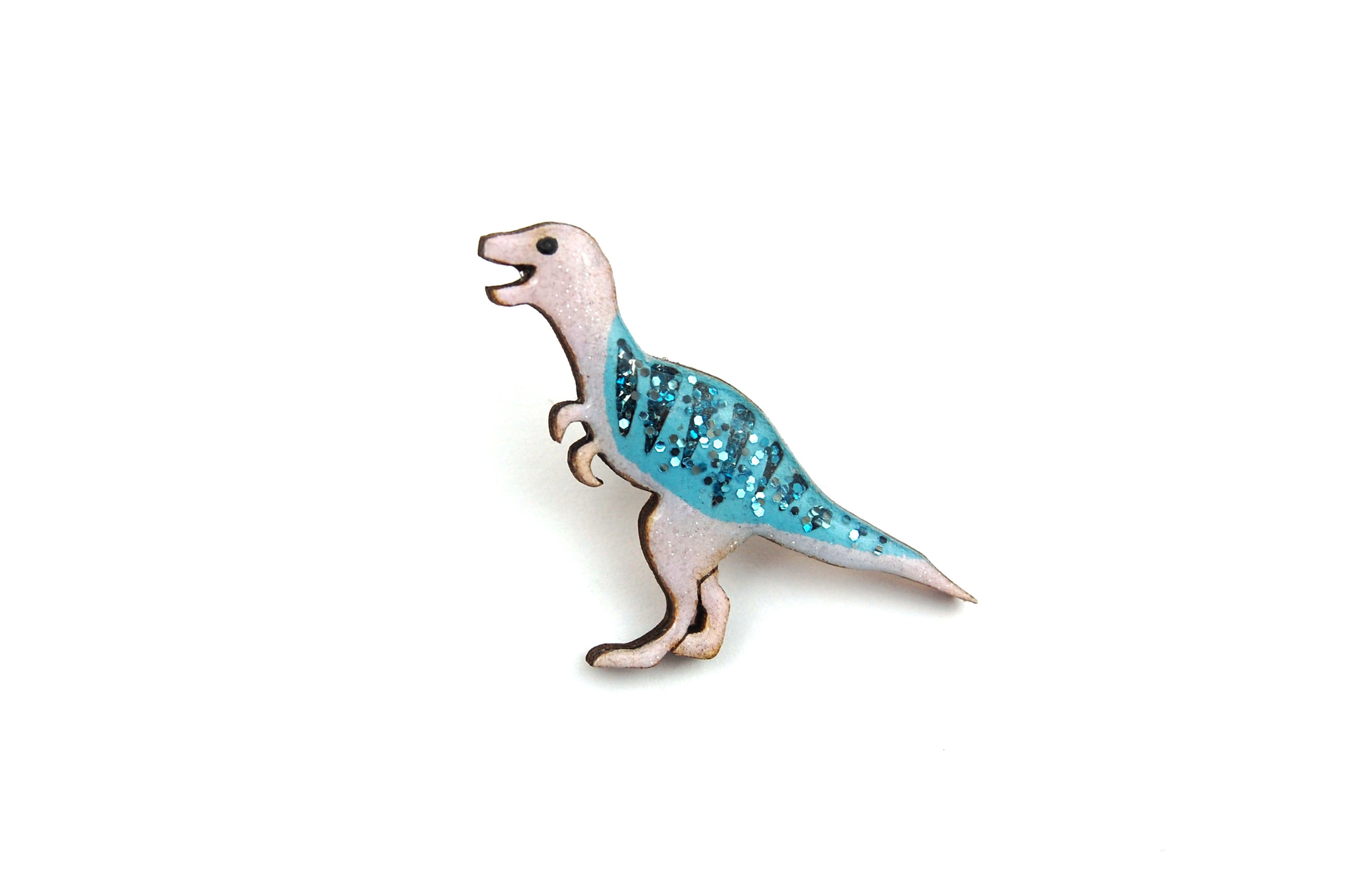 Tyrannosaurus Rex T Rex Dinosaur Pin Badge - Pastel Purple and Blue