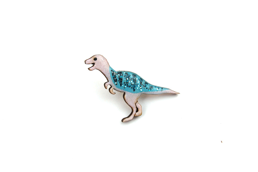 Tyrannosaurus Rex T Rex Dinosaur Pin Badge - Pastel Purple and Blue