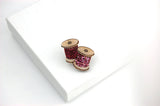 Double Cotton Reel Pin Badge Pink & Red
