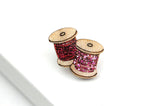 Double Cotton Reel Pin Badge Pink & Red