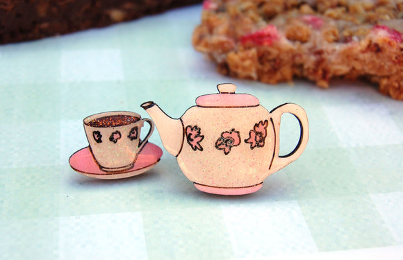 Tea Pot and Cup Pin Badges